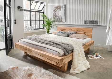 Balkenbett Z23059 - massiv Wildeiche