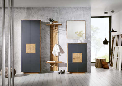 Garderobe Set 3teilig Asteiche Glasfront Z23079